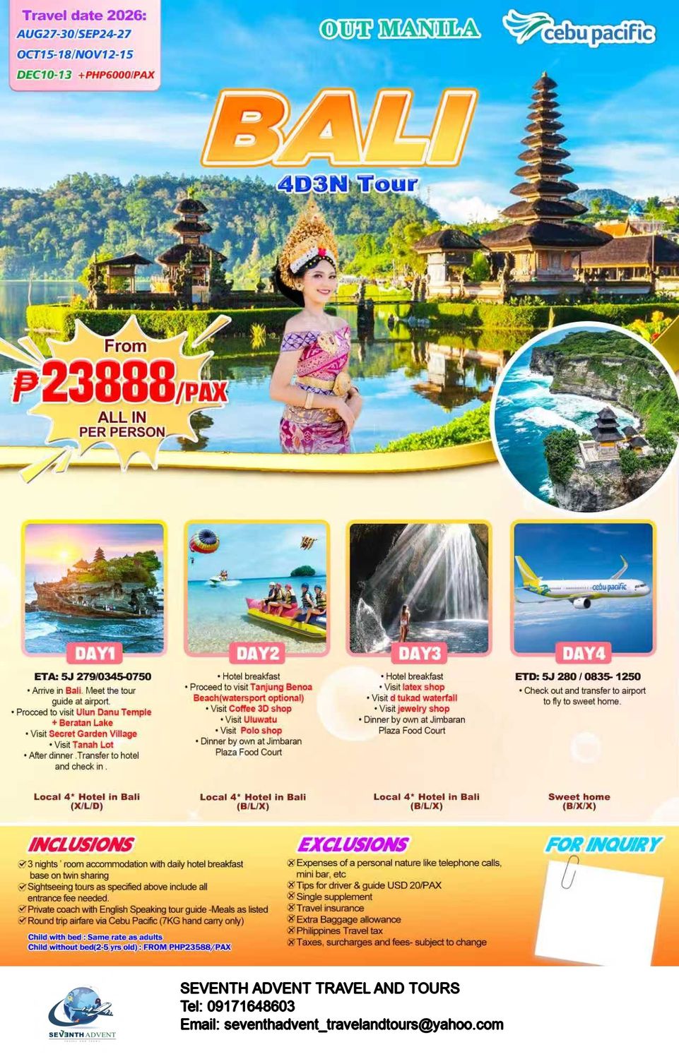 Bali Island Paradise tour flyer