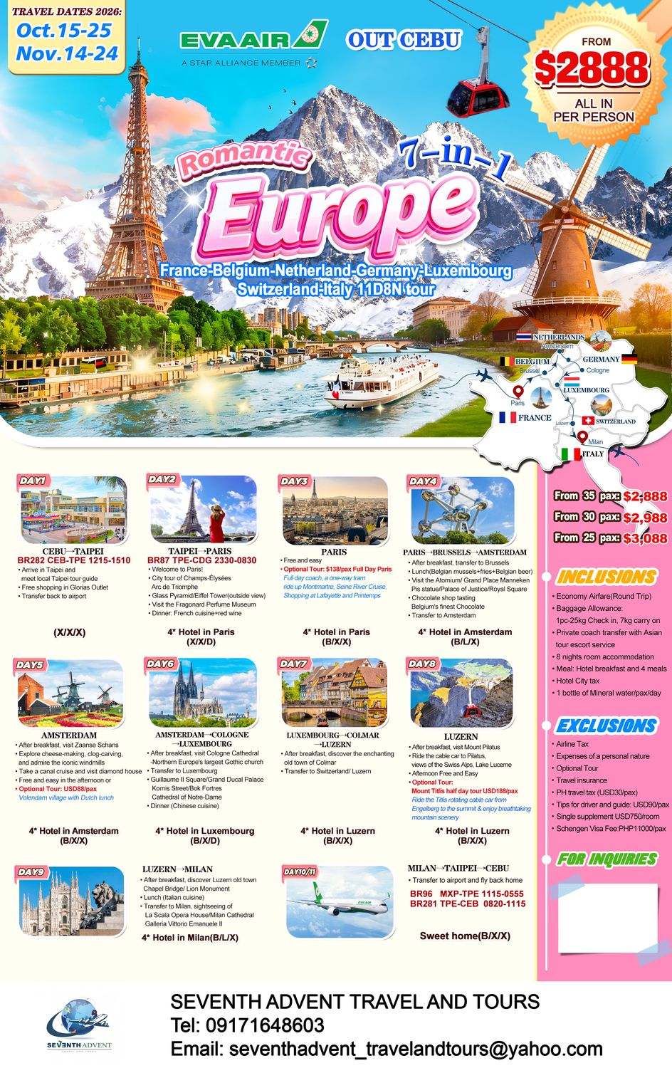 Europe Grand Tours tour flyer