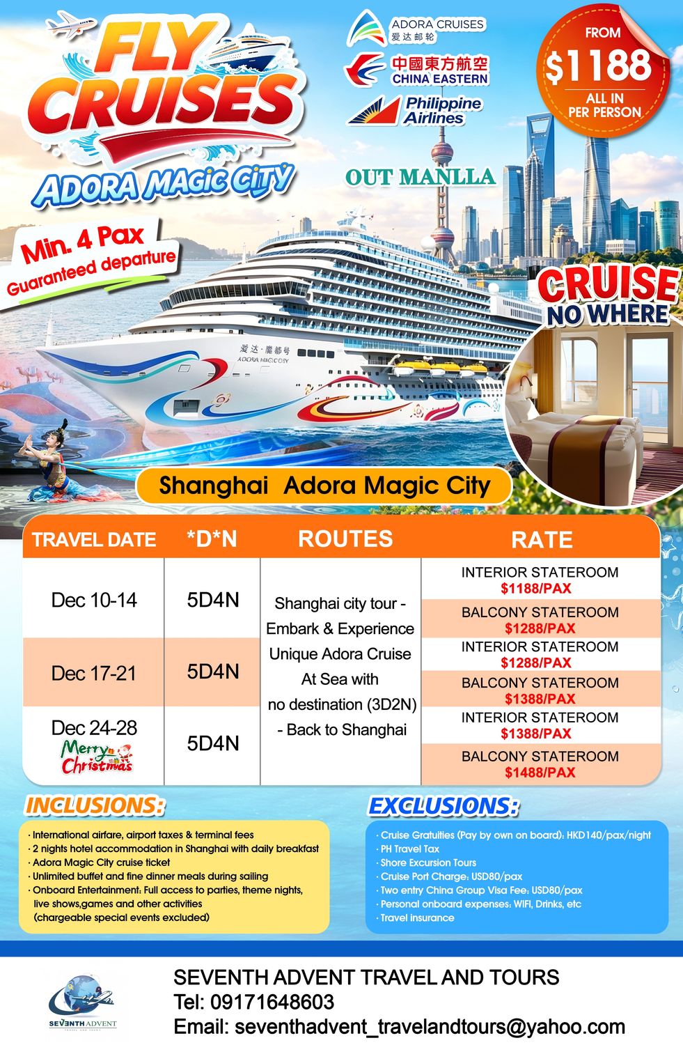 Fly + Cruise Packages tour flyer