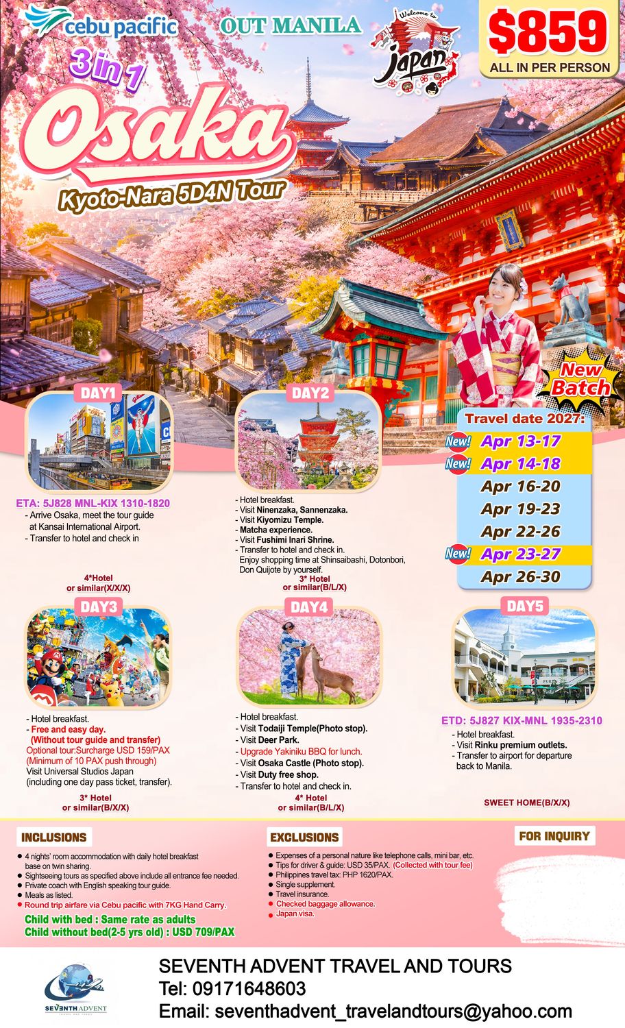 Osaka · Kyoto · Nara 3-in-1 tour flyer