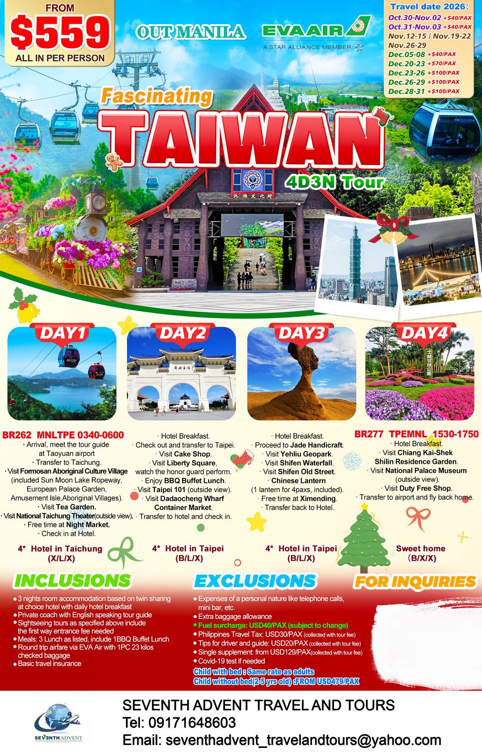 Taiwan Tour Packages tour flyer