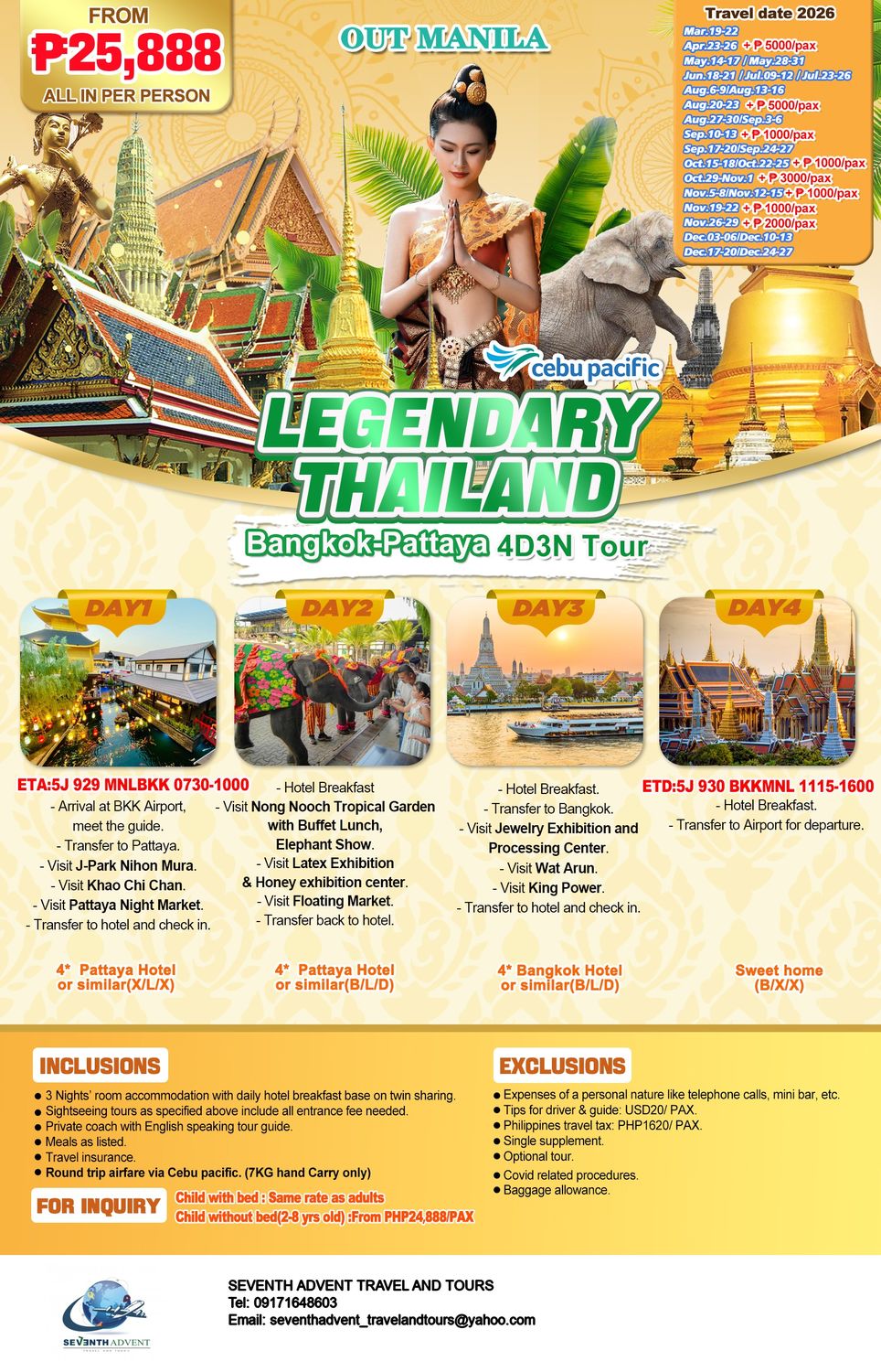 Thailand Tours tour flyer
